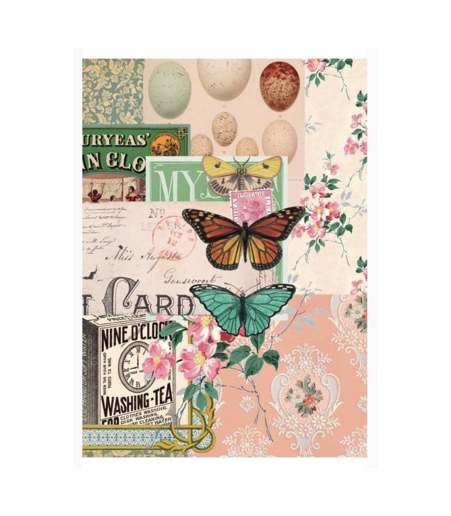 Papel Dècoupage. Flower Diary 4Hojas 21×29,7 impresas a color Col.II